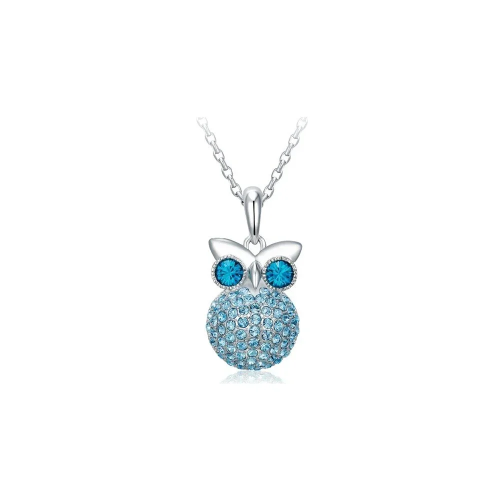 Náhrdelník s modrými krystaly Swarovski Elements Crystals Owl v:1197796