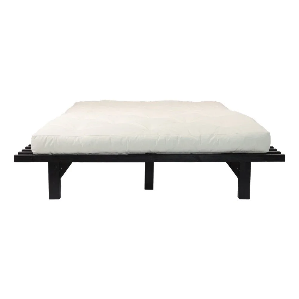 Dvoulůžková postel z borovicového dřeva s matrací Karup Design Blues Comfort Mat Black/Natural, 140 x 200 cm v:1308998