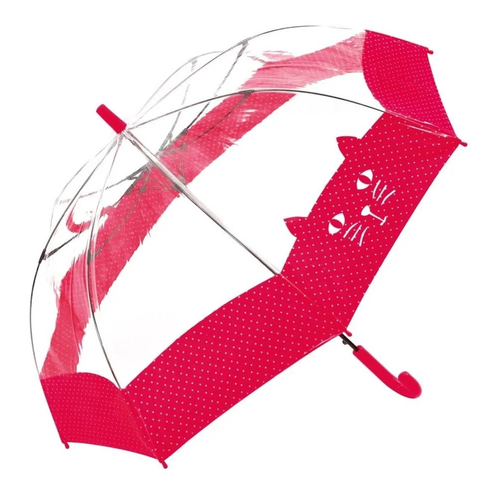 Dětský transparentní holový deštník s červenými detaily Birdcage Chat, ⌀ 74 cm v:990514