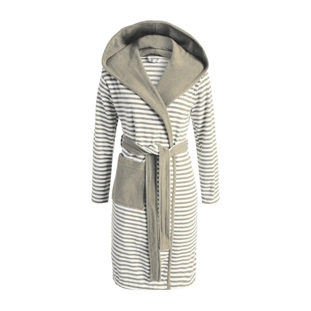 Béžovo-bílý pruhovaný unisex župan Esprit Striped, vel. M v:781412