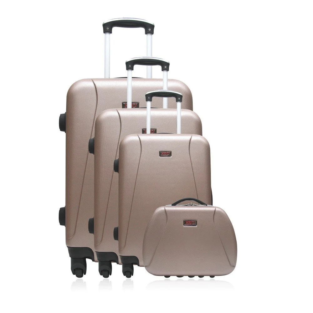 Sada 4 růžových cestovních kufrů na kolečkách Hero Travel v:1000258 Sada 4 růžových cestovních kufrů na kolečkách Hero Travel v:1000258