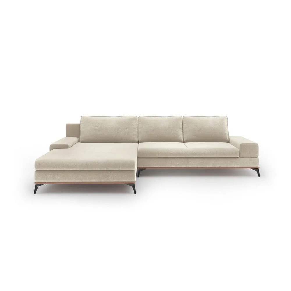 Béžová rozkládací rohová pohovka se sametovým potahem Windsor & Co Sofas Astre, levý roh v:1299248