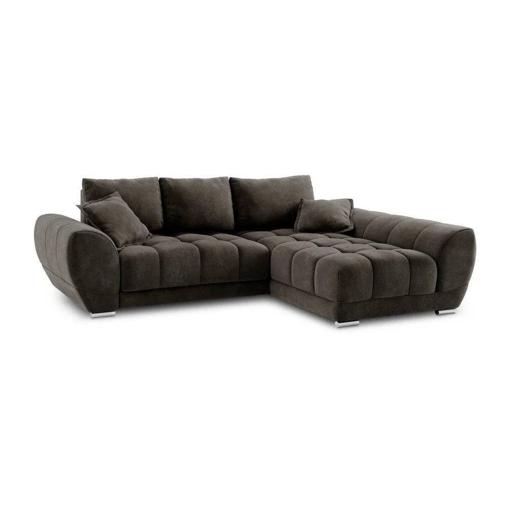 Tmavě hnědá rozkládací rohová pohovka se sametovým potahem Windsor & Co Sofas Nuage, pravý roh v:1299332