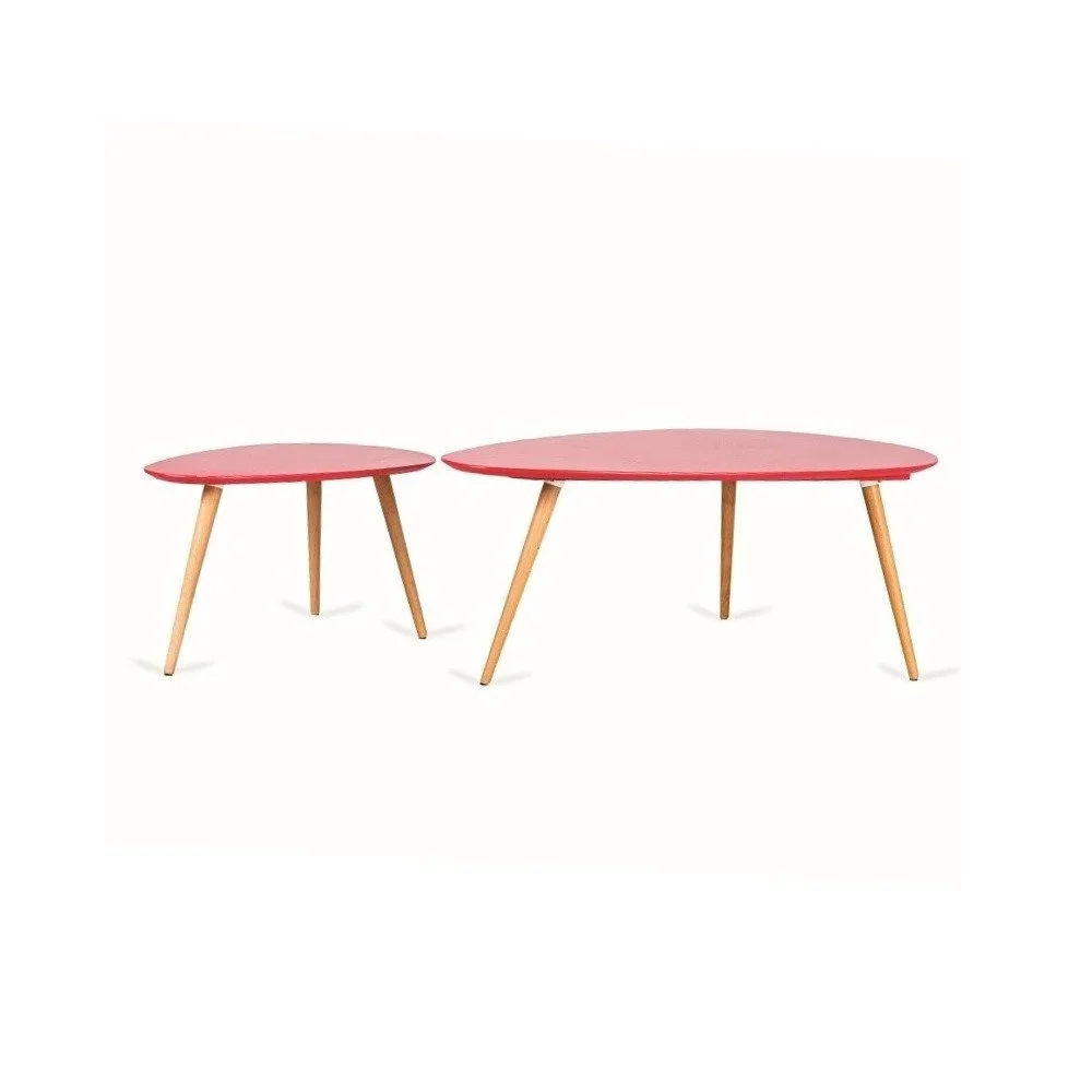 Sada 2 červených konferenčních stolků Design Twist Kaoma v:1011898