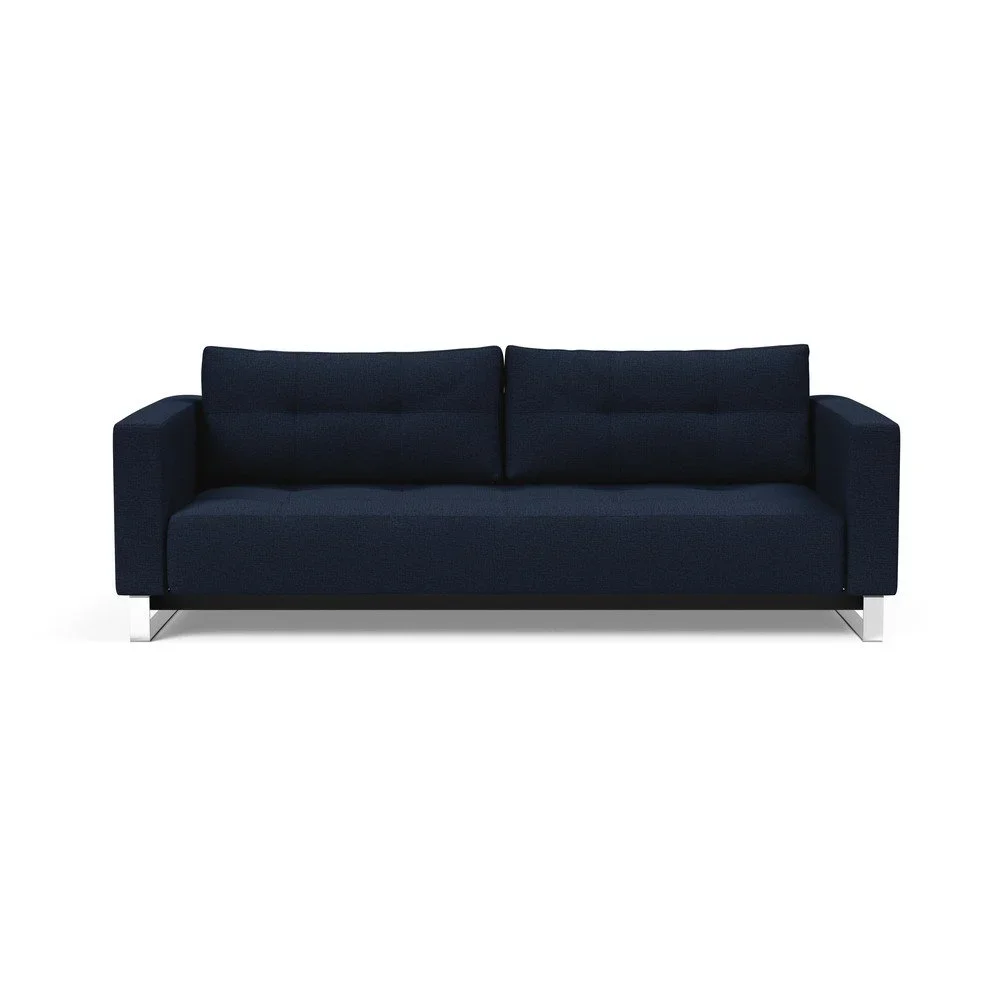 Tmavě modrá rozkládací pohovka Innovation Cassius Mixed Dance Blue, 115 x 230 cm v:1305824