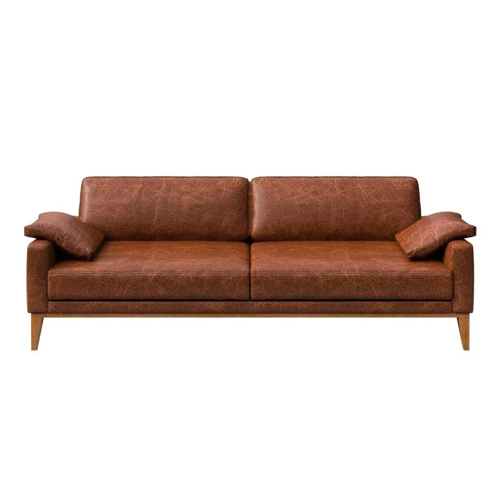 Červenohnědá kožená pohovka MESONICA Musso, 211 cm v:964078