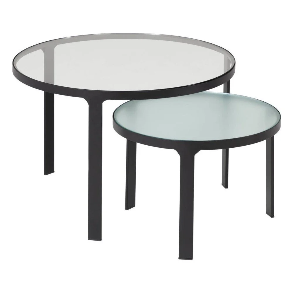 Kulaté odkládací stolky v sadě 2 ks se skleněnou deskou ø 70 cm Oni – Kave Home v:1832404
