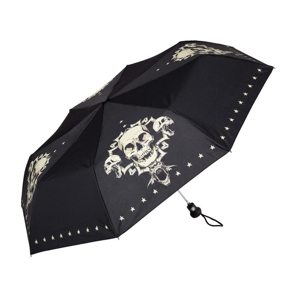 Černý skládací deštník Von Lilienfeld Skull, ø 90 cm v:1127762