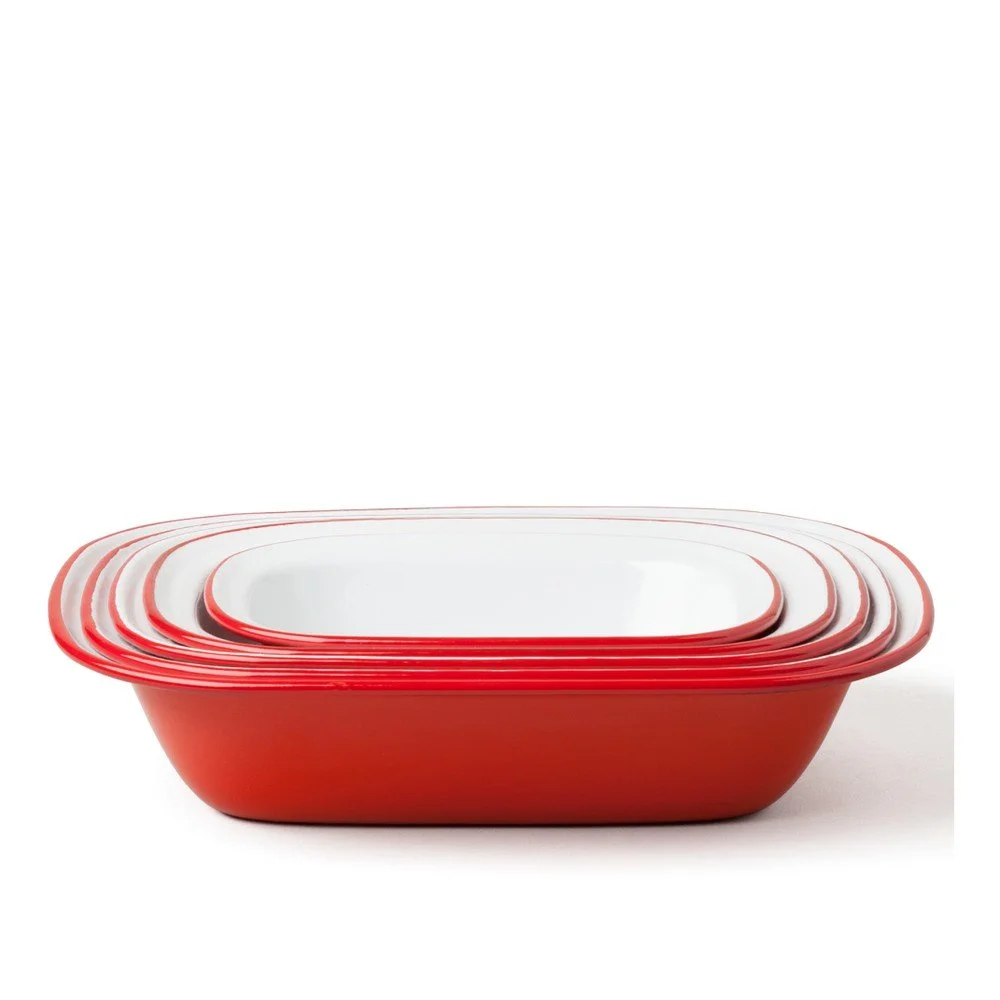 Sada 5 červených smaltovaných forem na koláč Falcon Enamelware Family v:889318
