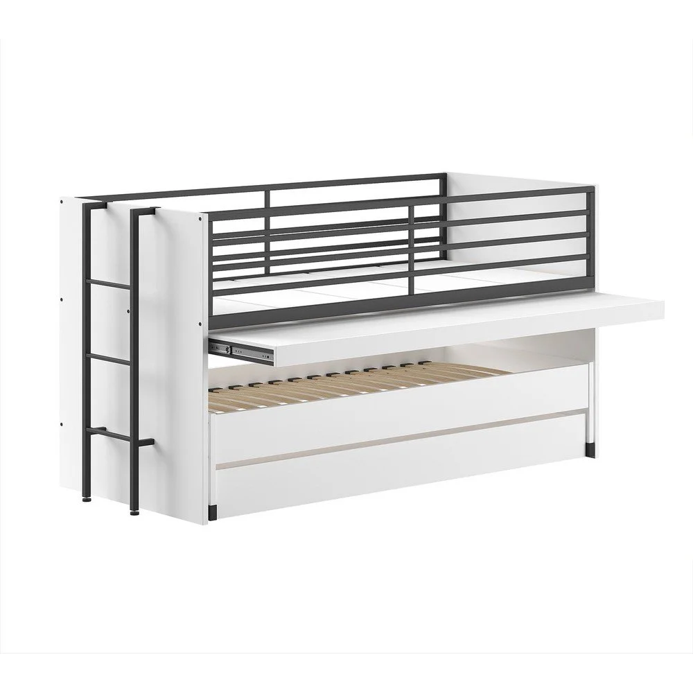 Bílá patrová dětská postel s výsuvným lůžkem s roštem 90x200 cm Sam – Vipack v:1735512