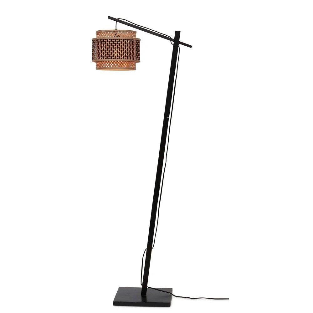 Stojací lampa s bambusovým stínidlem v černo-přírodní barvě Bhutan – Good&Mojo v:1605956