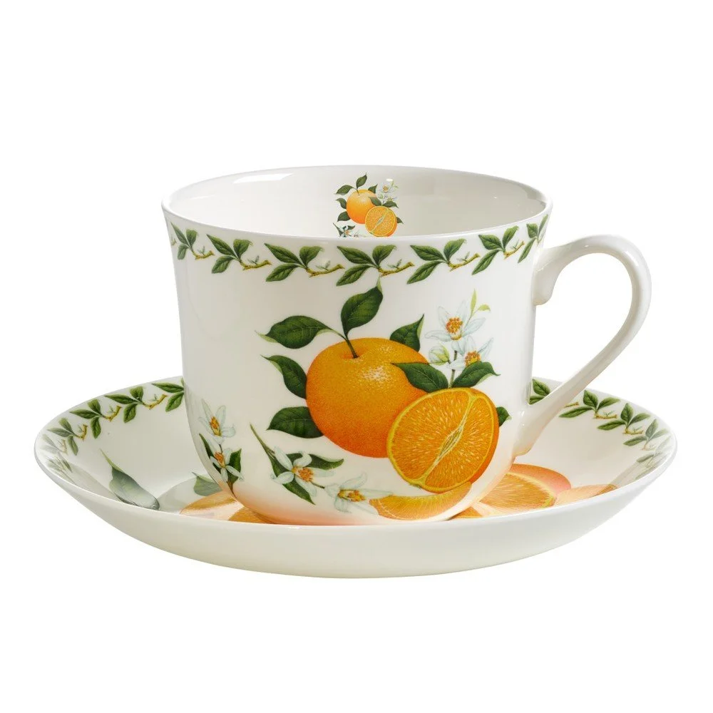 Šálek s podšálkem z kostního porcelánu Maxwell & Williams Orchard Fruits Orange, 450 ml v:1029874