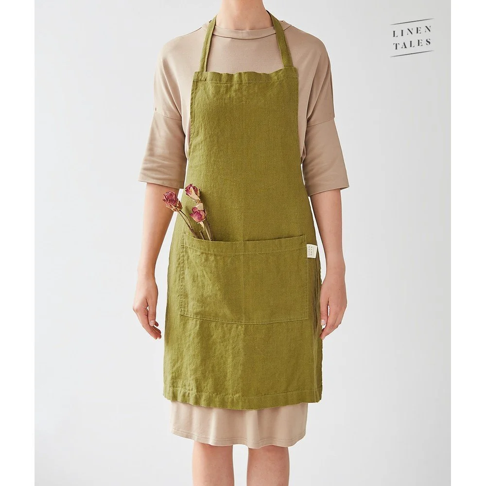 Zelená lněná zástěra Linen Tales Daily Apron, 80 x 55 cm v:1401859