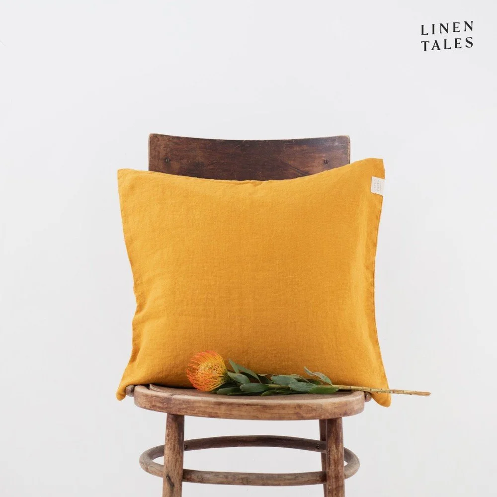 Lněný povlak na polštář 45x45 cm Mustard – Linen Tales v:1537846
