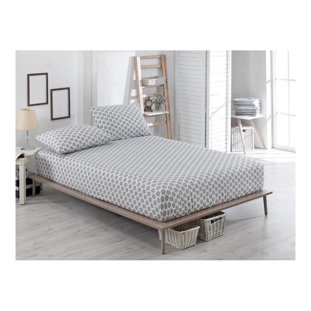 Set elastického prostěradla a povlaku na polštář na jednolůžko Clementino Gris Pero, 100 x 200 cm v:1112132