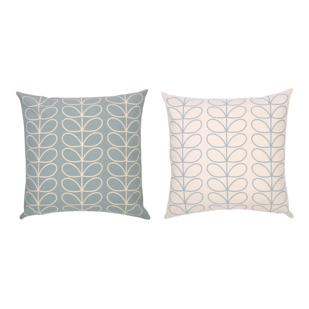 Světle modrobéžový polštář s oboustranným potiskem Orla Kiely Linear Steam Blue, 50 x 50 cm v:891316
