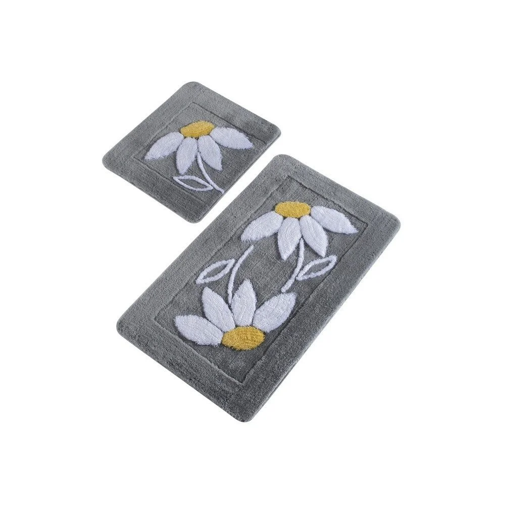 Sada 2 šedých koupelnových předložek Confetti Bathmats Daisy Grey v:1212822