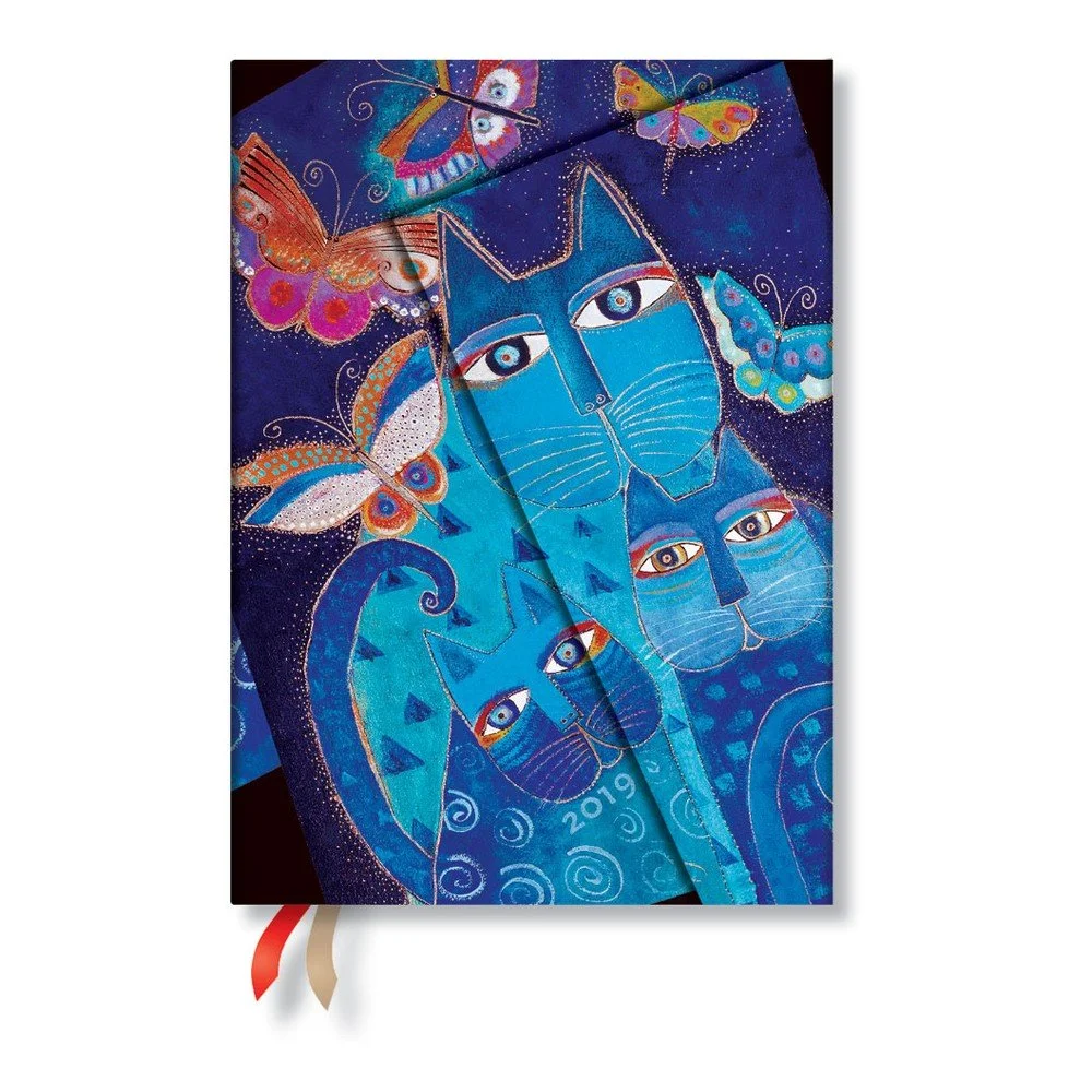 Diář na rok 2019 Paperblanks Blue Cats & Butterflies Verso, 160 stran v:1136074