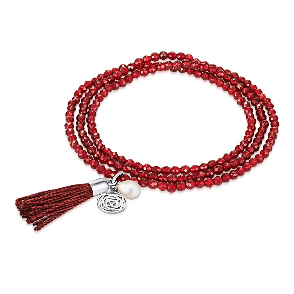 Achátový náramek s přívěskem a perlou Chakra Pearls Bloem, 57 cm v:743768