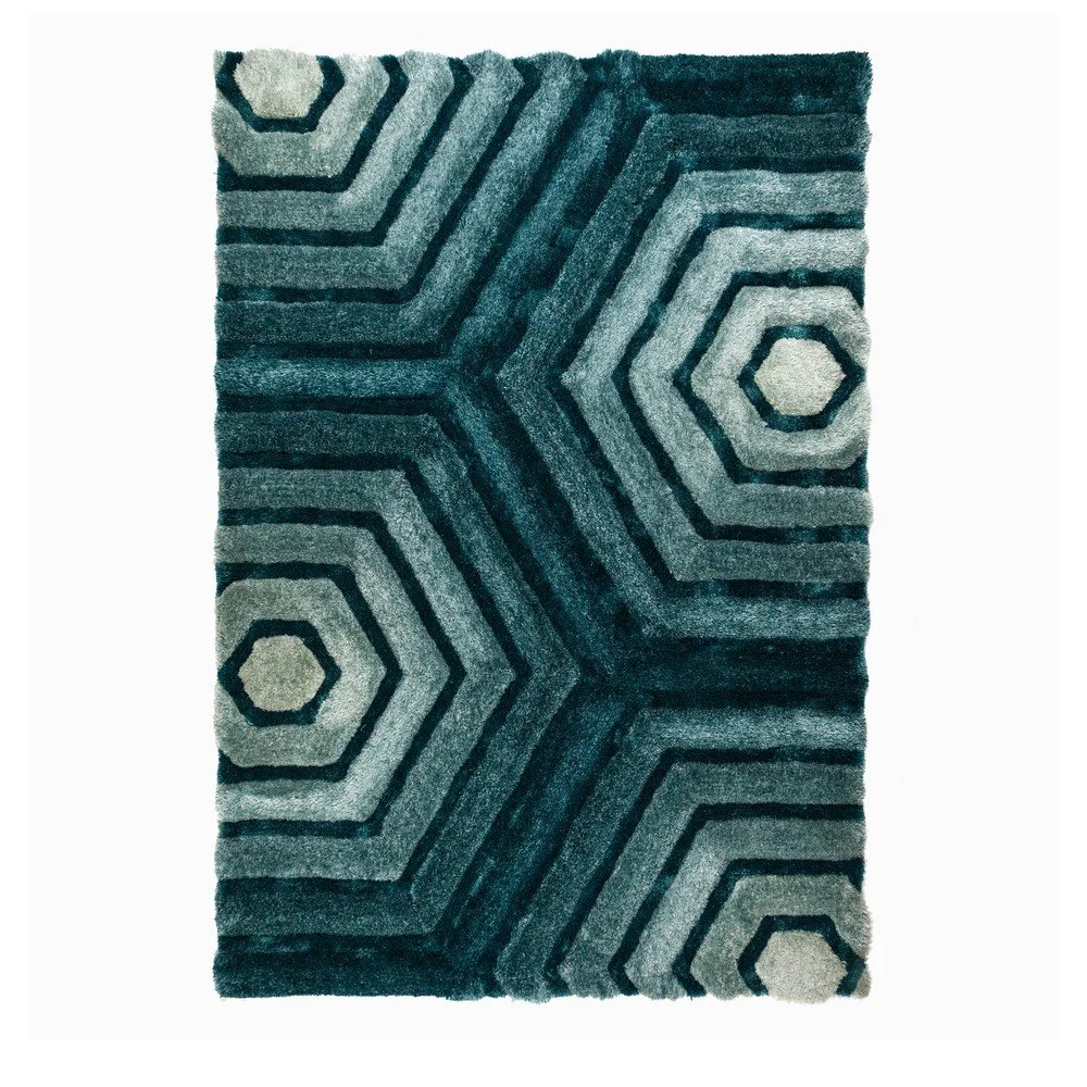 Modrozelený koberec Flair Rugs Hexagon Duck, 160 x 230 cm v:1251122