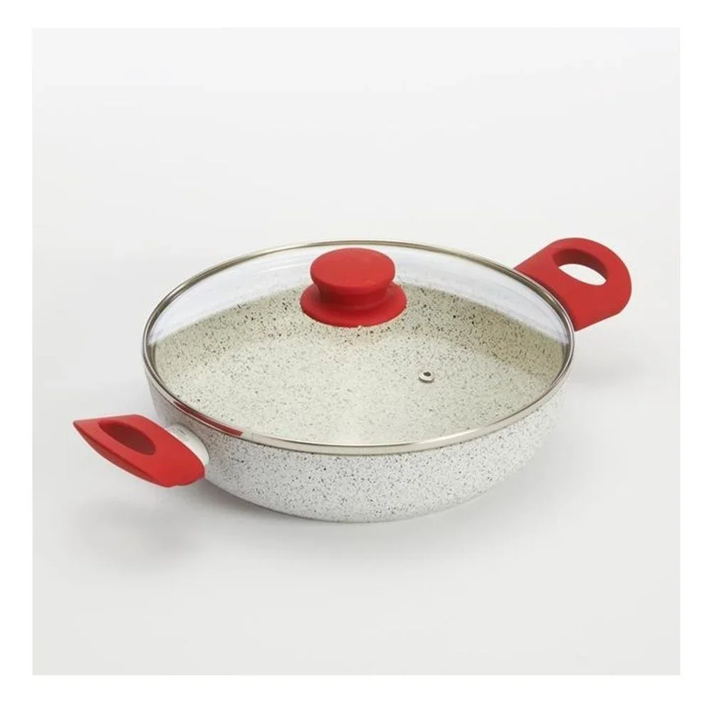 Pánev s pokličkou a červenými úchyty Bisetti Stonewhite, 24 cm v:823902