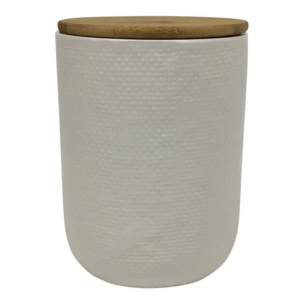 Bílá dóza s bambusovým víkem HouseVitamin® Jar, výška 15 cm v:879912