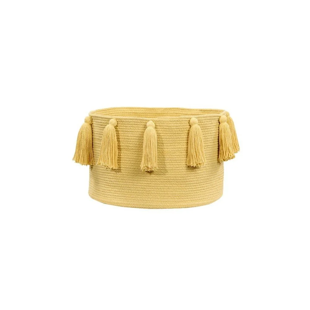 Žlutý látkový dětský koš na hračky ø 45x30 cm Tassels Yellow – Lorena Canals v:1715136