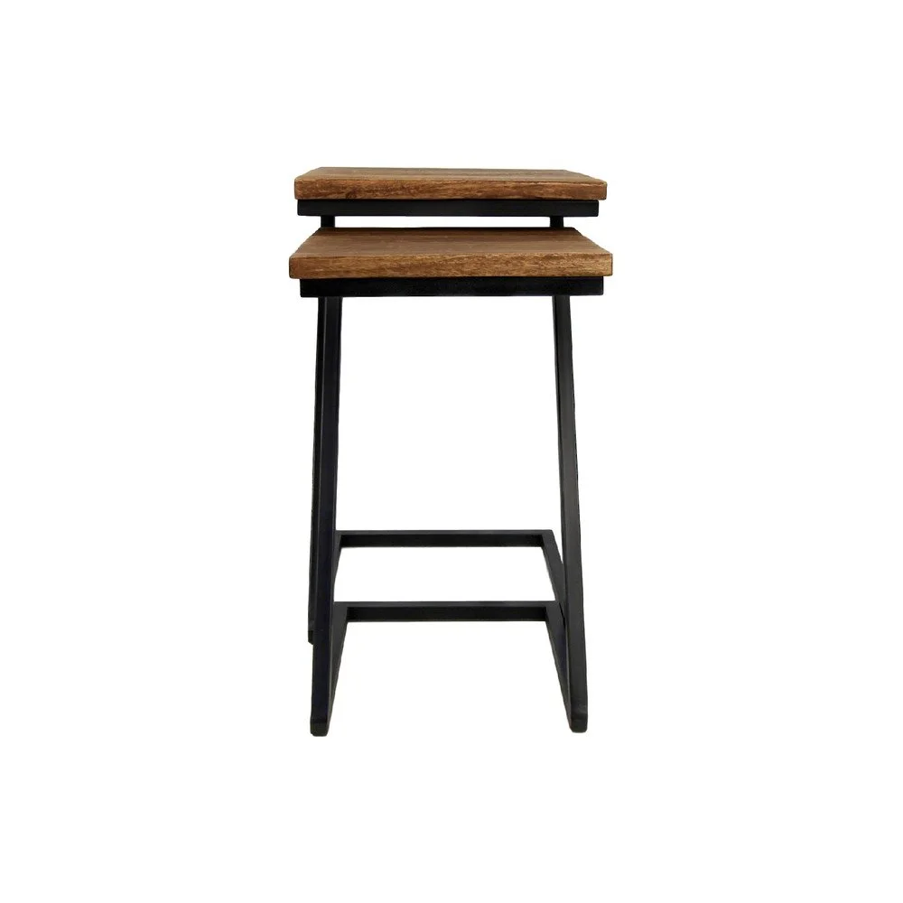 Sada 2 odkládacích stolků s deskou z neopracovaného exotického dřeva HMS collection Taylor, výška 56 cm v:1253840