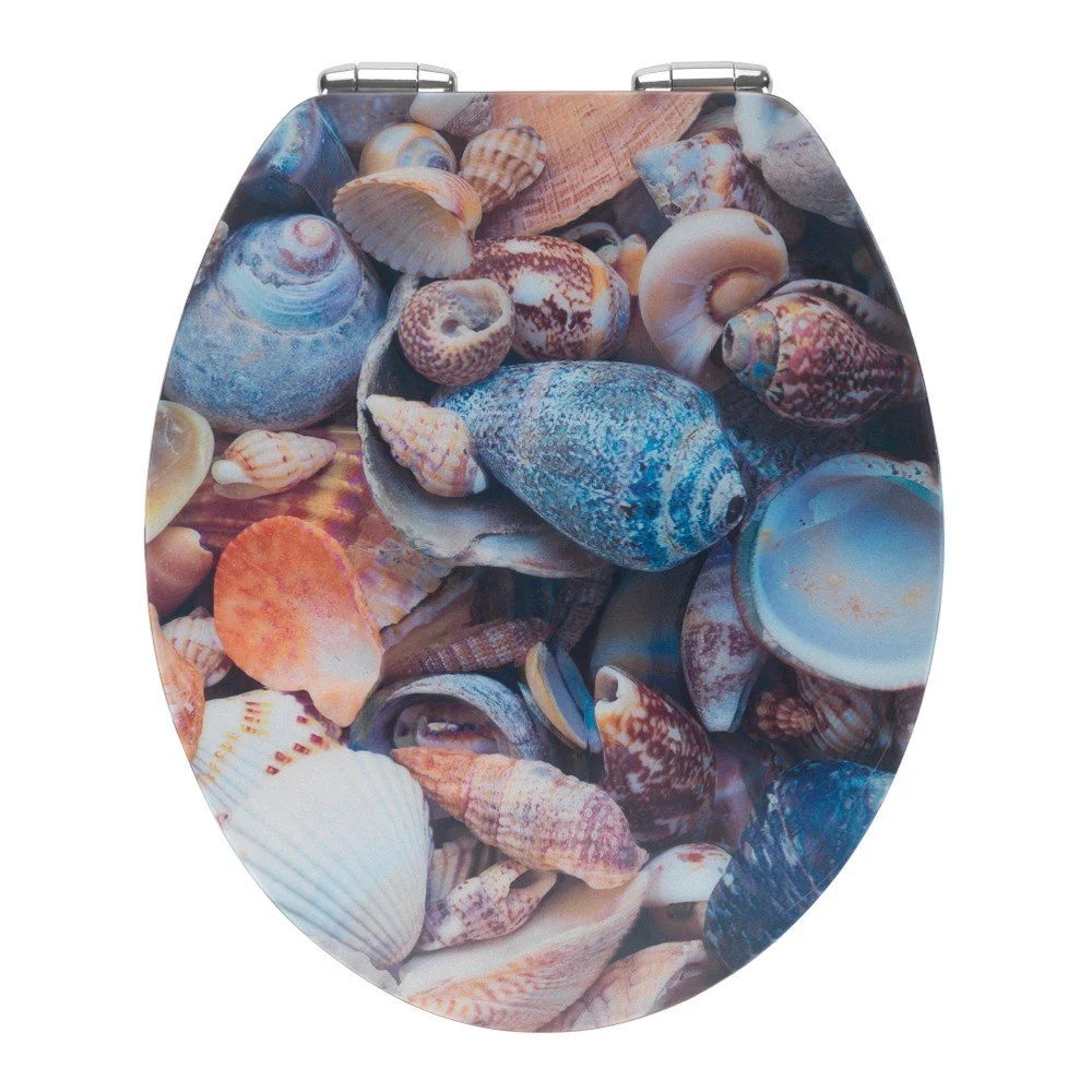 WC sedátko s 3D obrázkem a snadným zavíráním Wenko Sea Shell, 44,5 x 38 cm v:1015454