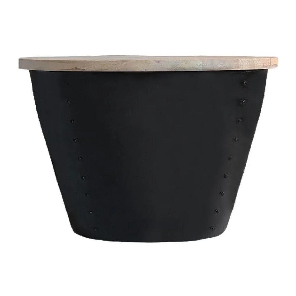 Černý příruční stolek s deskou z mangového dřeva LABEL51 Indi, ⌀ 60 cm v:930170