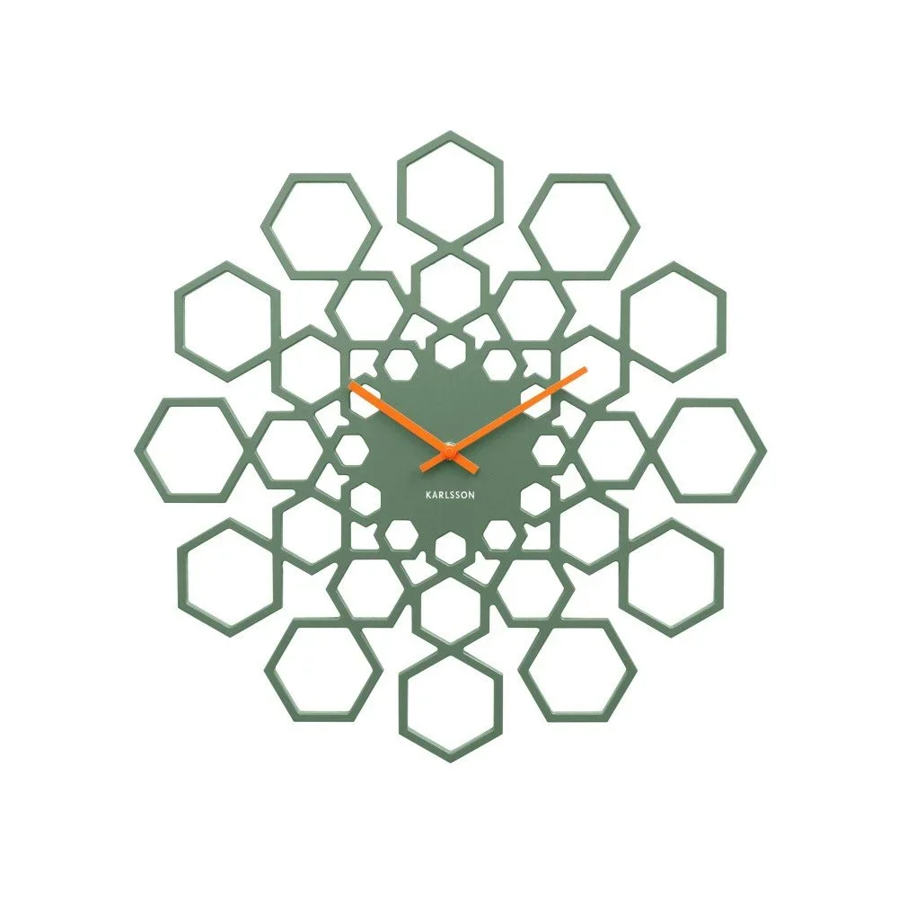 Zelené nástěnné hodiny Karlsson Sunshine Hexagon v:824946