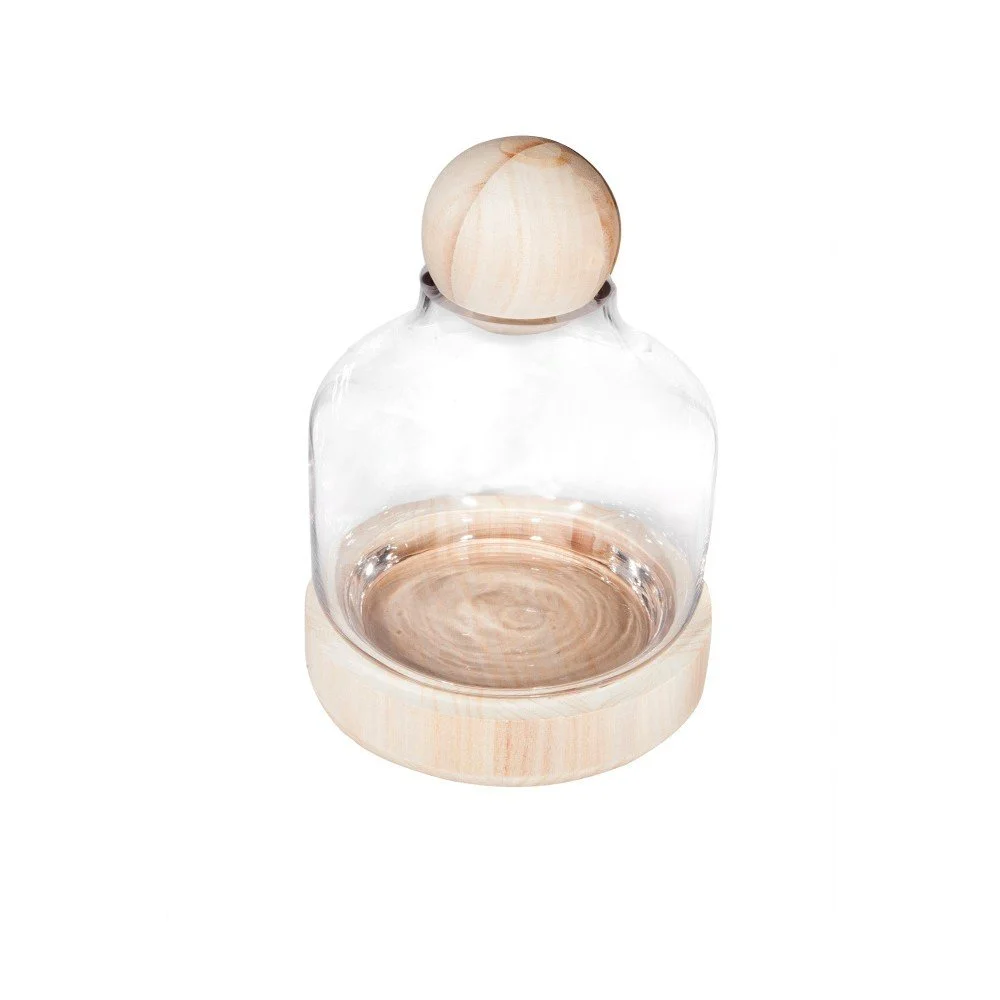 Dekorativní bambusový tácek se skleněným poklopem Bambum, ⌀ 18 cm v:1097490
