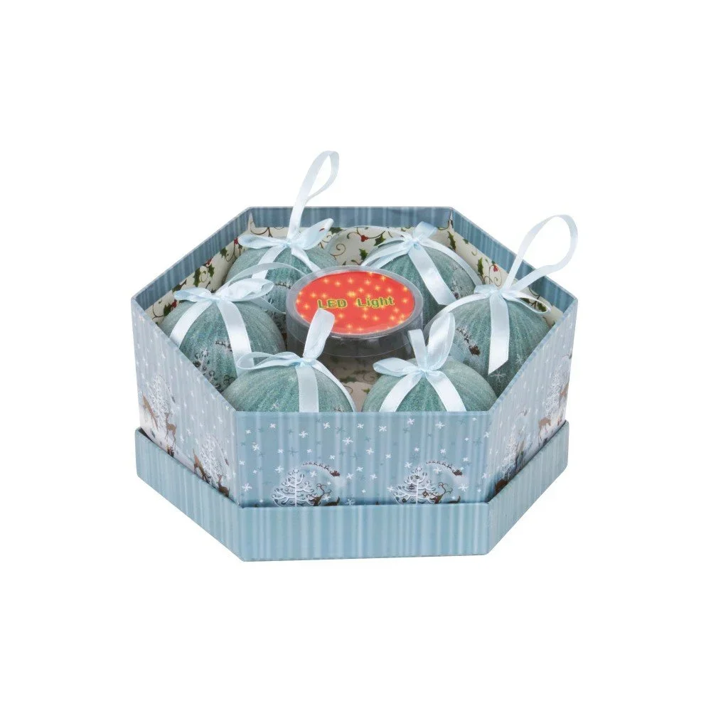 Sada 6 ozdob v krabičce Archipelago Blue Reindeer Frosted Baubles v:718922