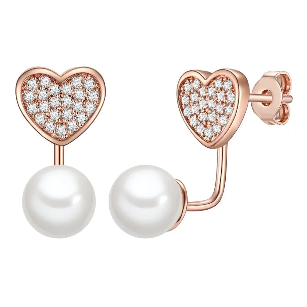 Perlové náušnice Nova Pearls Copenhagen Amoré Rosegold v:1099940
