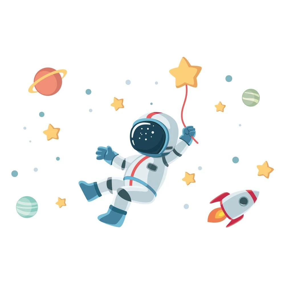 Dětská nástěnná samolepka Ambiance Astronaut in Starry Space, 90 x 60 cm v:1435723