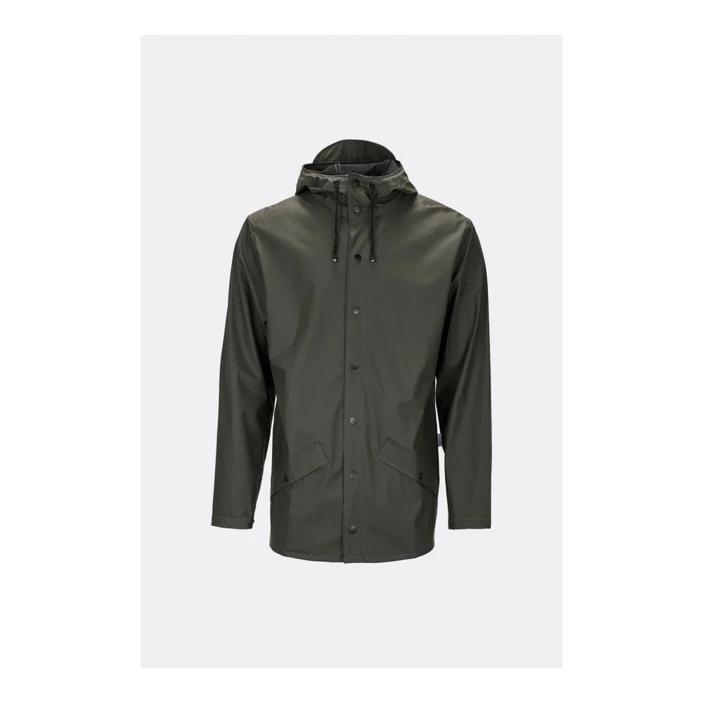 Tmavě zelená unisex bunda s vysokou voděodolností Rains Jacket, velikost S / M v:1123846