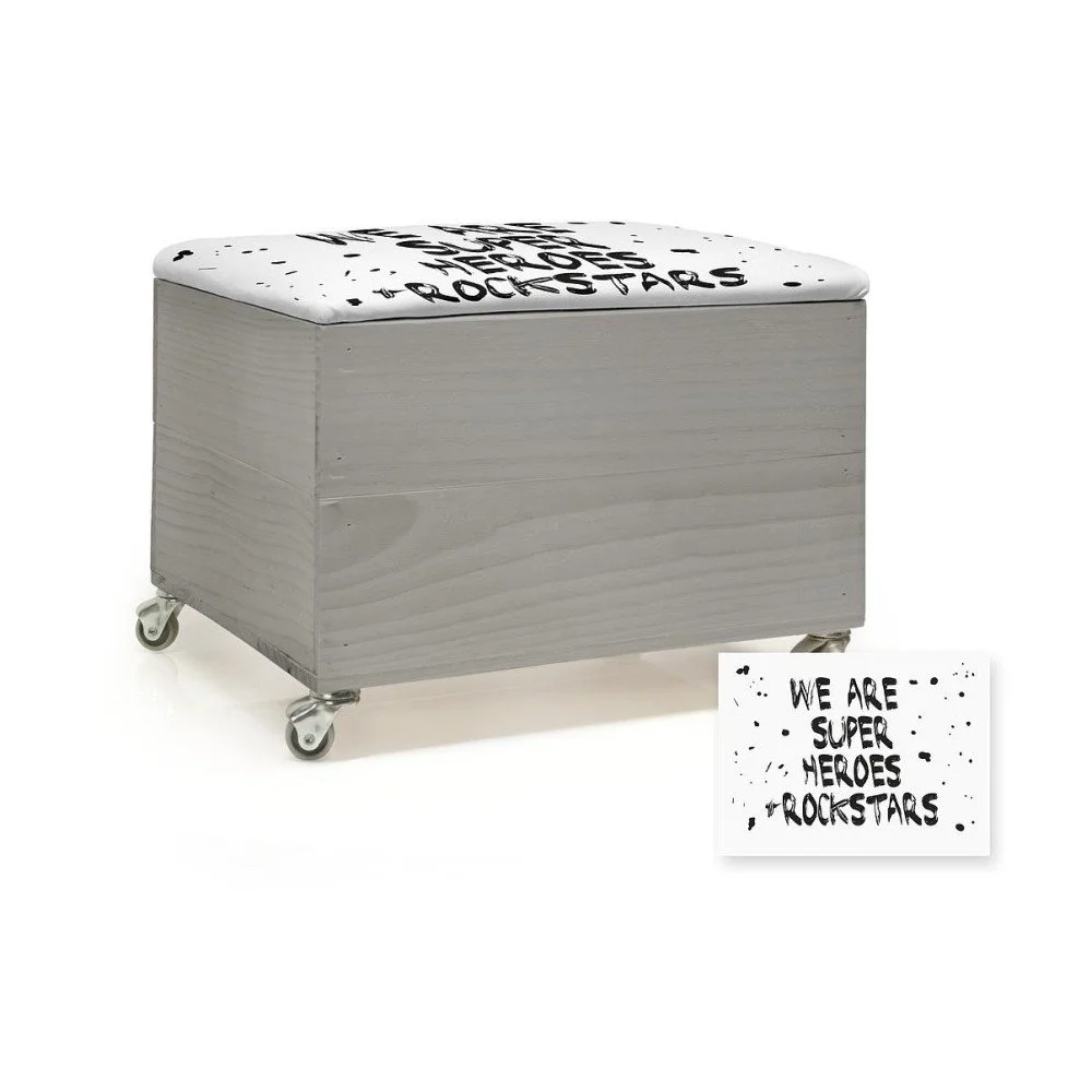 Šedý sedací puf na kolečkách s úložným prostorem Little Nice Things v:1046704