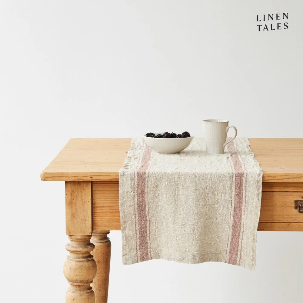 Lněný běhoun na stůl 40x200 cm Beige Stripe Vintage – Linen Tales v:1632040