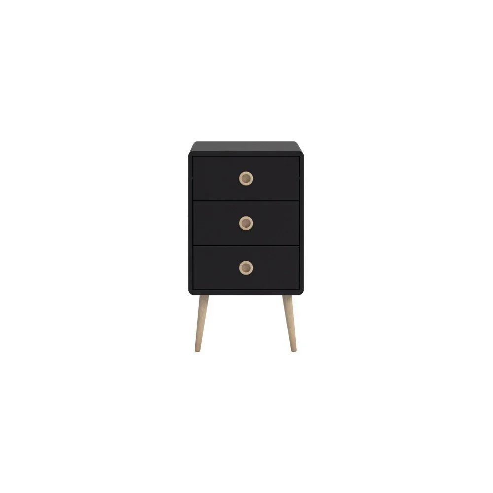 Černá komoda se 3 zásuvkami Steens Soft Line, 73,2 x 41,4 cm v:1278888