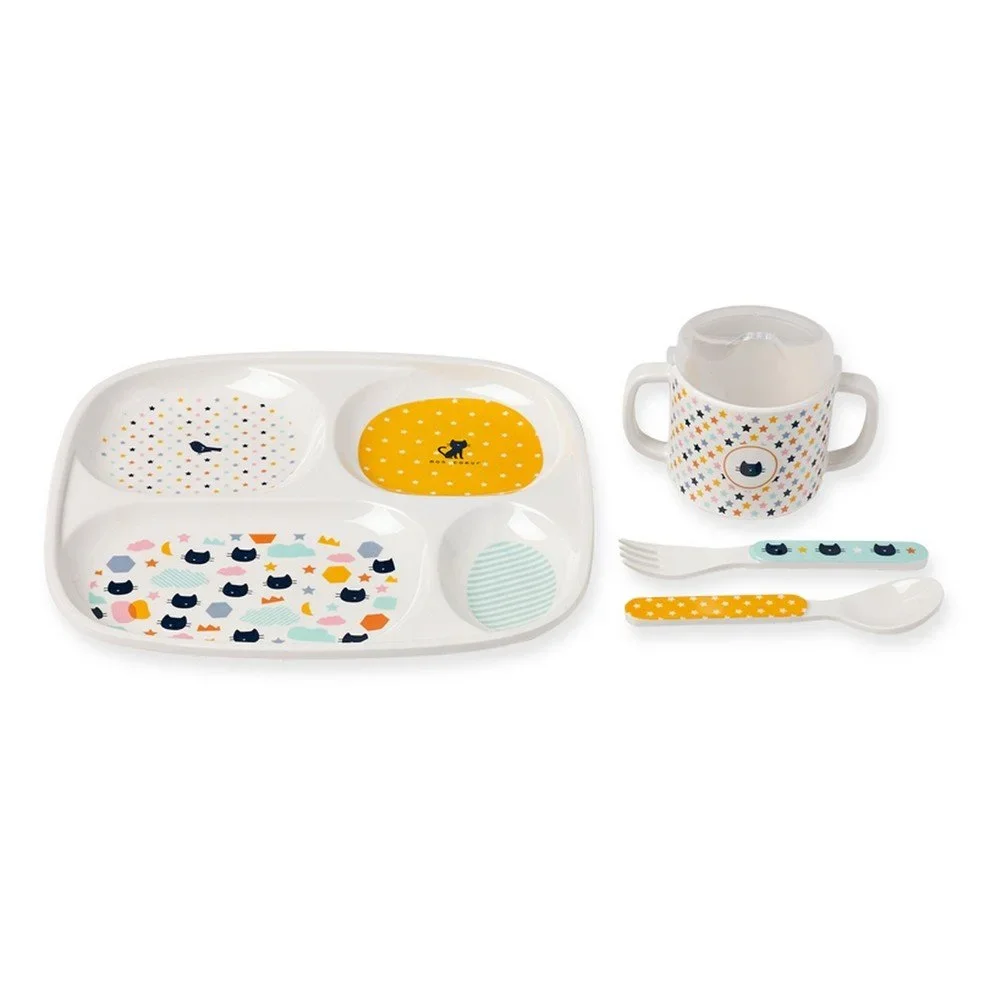 Dětský set podnosu, hrnečku a příboru Bandjo Kitties v:796088
