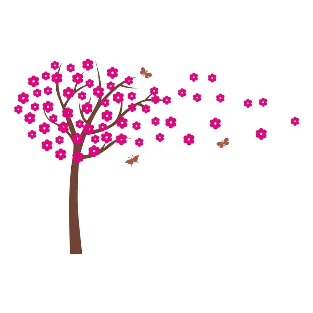 Růžová nástěnná samolepka Cherry Tree, 140 x 190 cm v:1052814