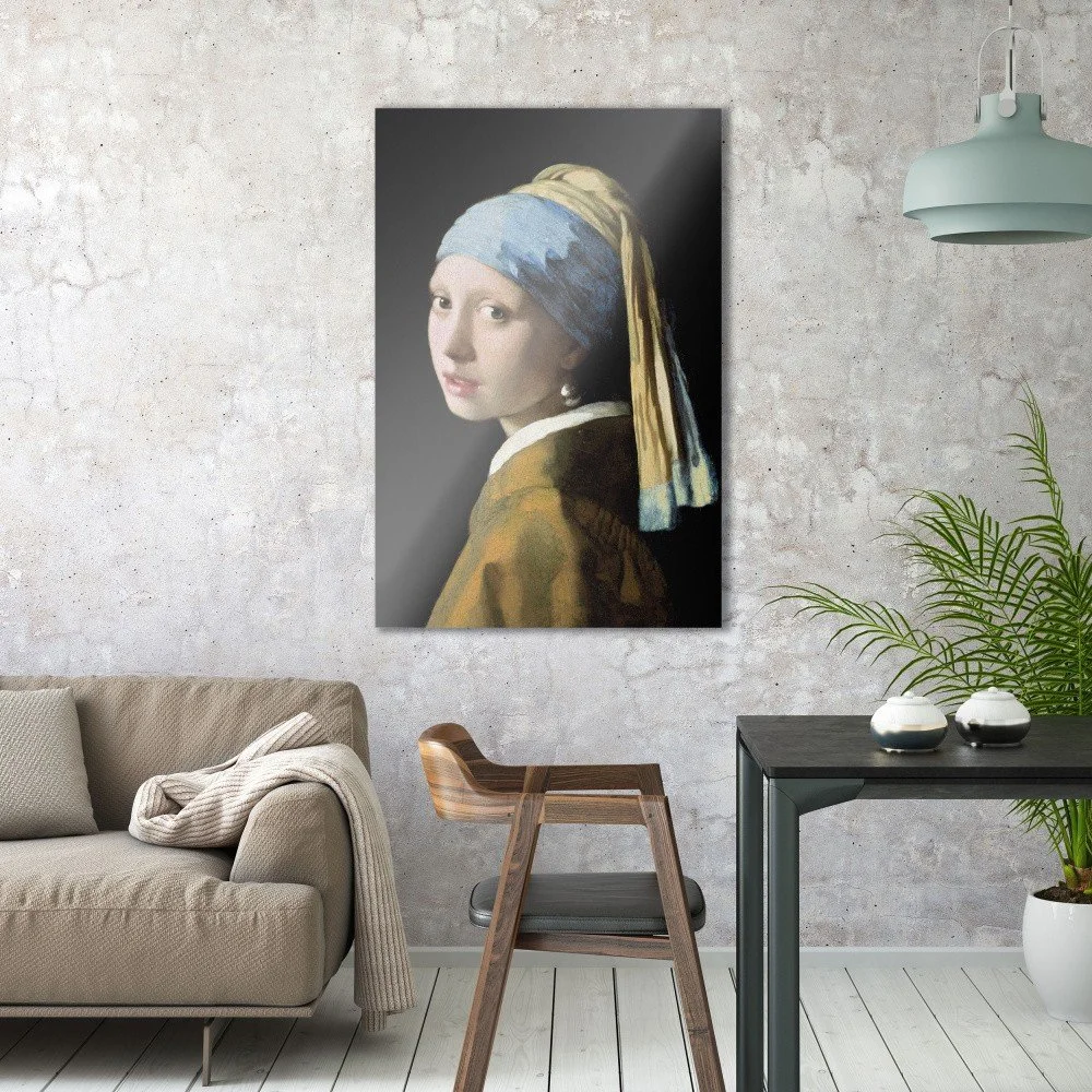 Skleněný obraz OrangeWallz Girl with a Pearl Earring, 76 x 114 cm v:1144528