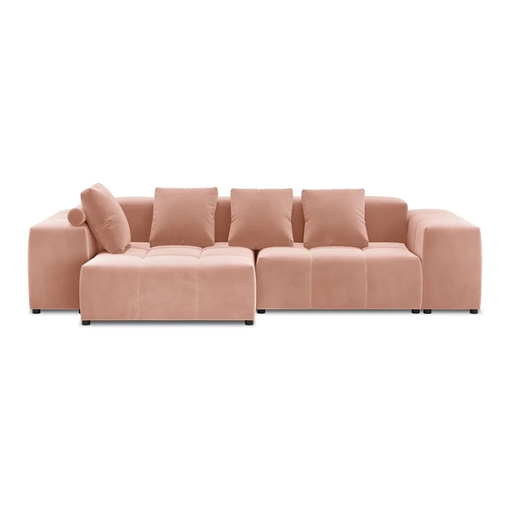Růžová sametová rohová pohovka Rome Velvet v:1507874