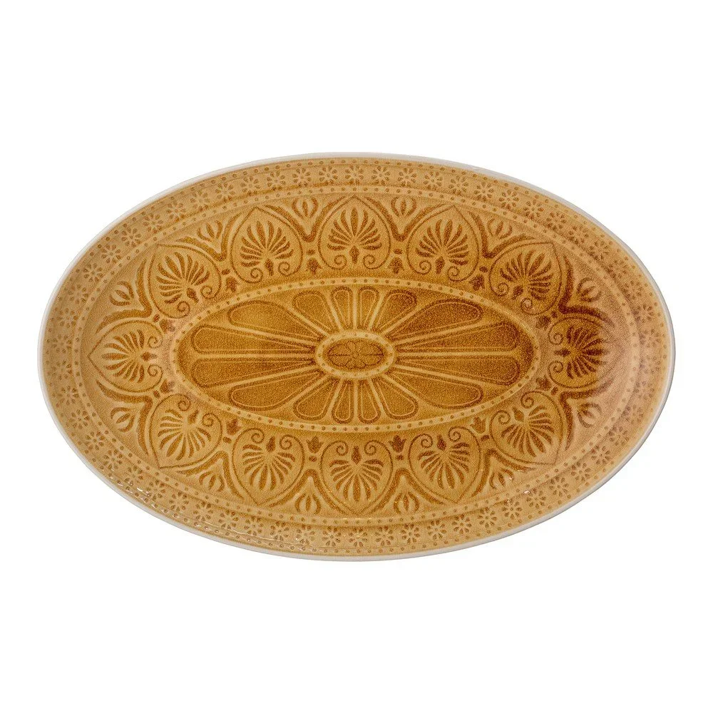 Oranžovožlutý servírovací talíř z kameniny Bloomingville Rani, 39 x 25 cm v:1345195
