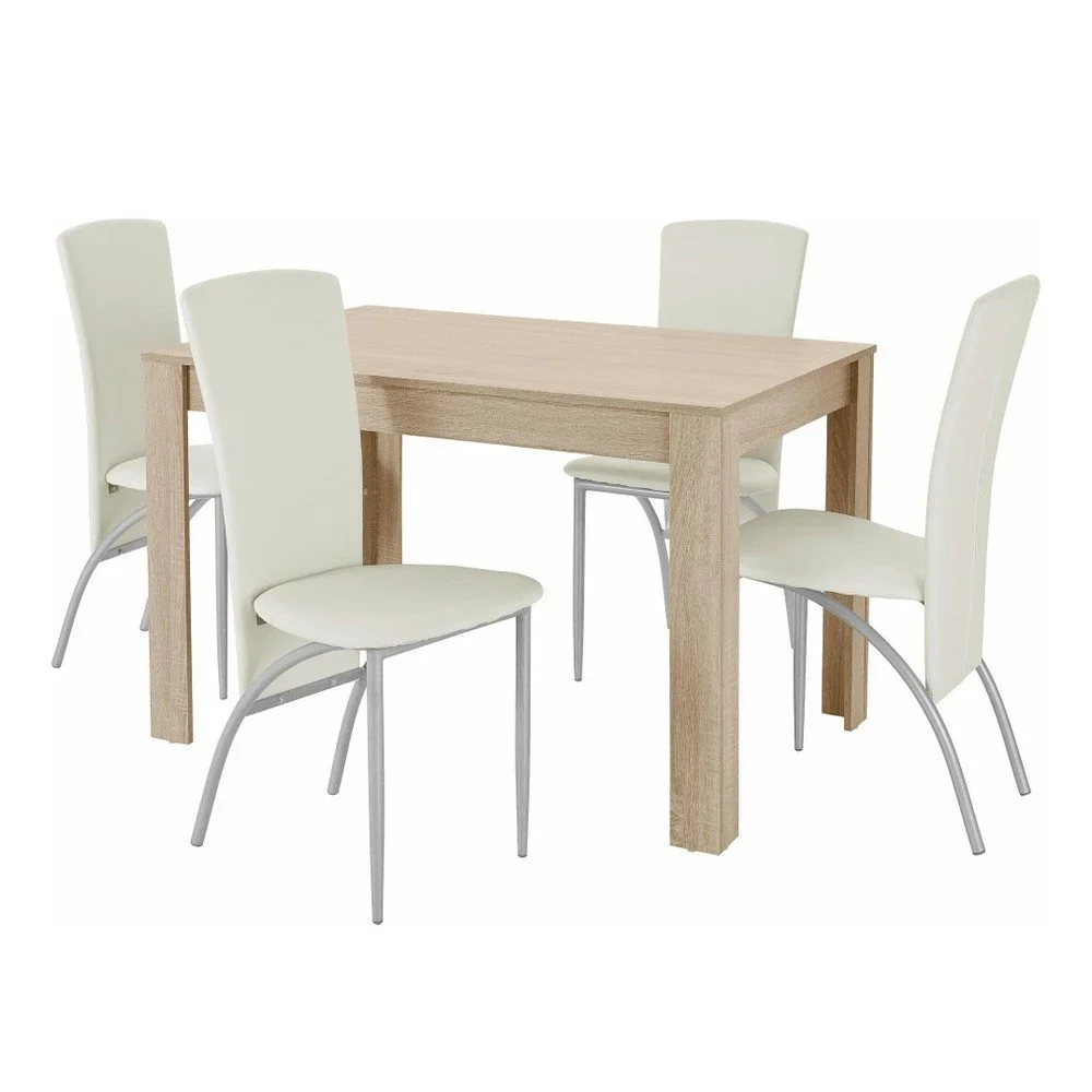 Set jídelního stolu a 4 bílých jídelních židlí Støraa Lori Nevada Oak White v:1043622