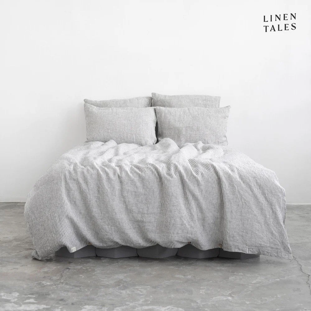Černobílé lněné prodloužené povlečení na jednolůžko 165x220 cm – Linen Tales v:1537962