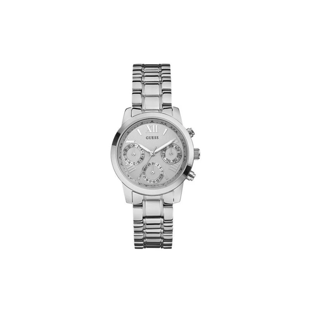 Dámské hodinky ve stříbrné barvě s páskem z nerezové oceli Guess W0448L1 v:1267044