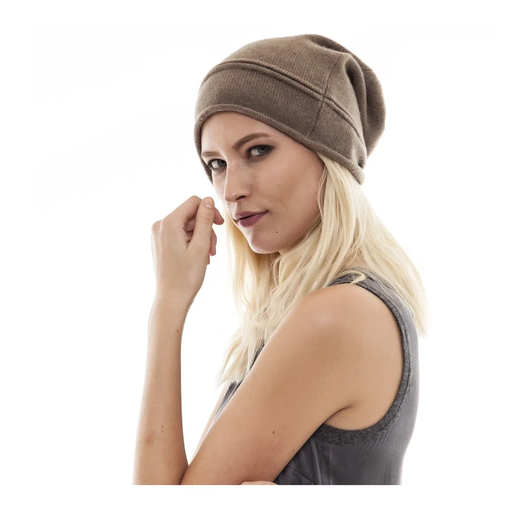Hnědá kašmírová čepice Silk and Cashmere Simple v:731734