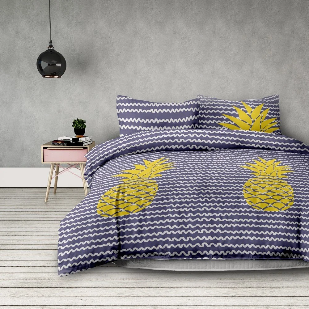 Povlečení z mikrovlákna na dvoulůžko AmeliaHome Pineapple, 200 x 220 cm + 80 x 80 cm v:1138438