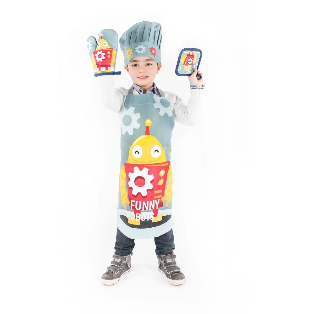 Bavlněná dětská kuchyňská sada 4 ks Robot v:1522470